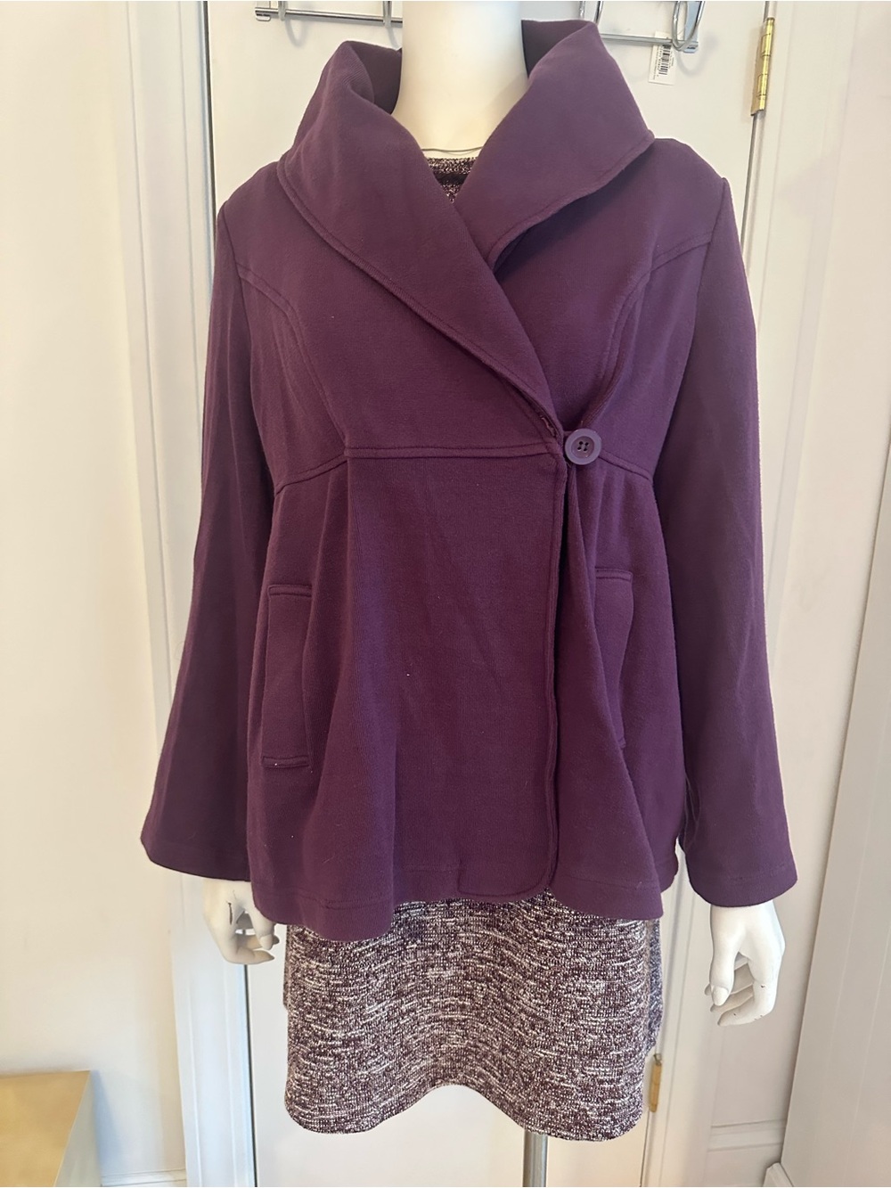 KENAR Women's Cotton Purple Shawl Collar Jacket Size L